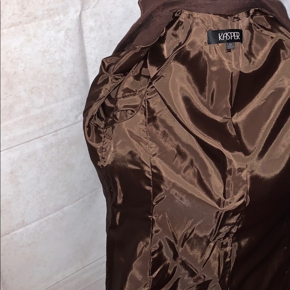 Kasper Chocolate Brown Jacket w/ Gold Stitching - Picture 10 of 12
